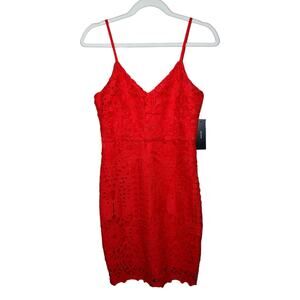 Lulus Perfect Love Red Orange Lace Mini Dress Size Small NWT